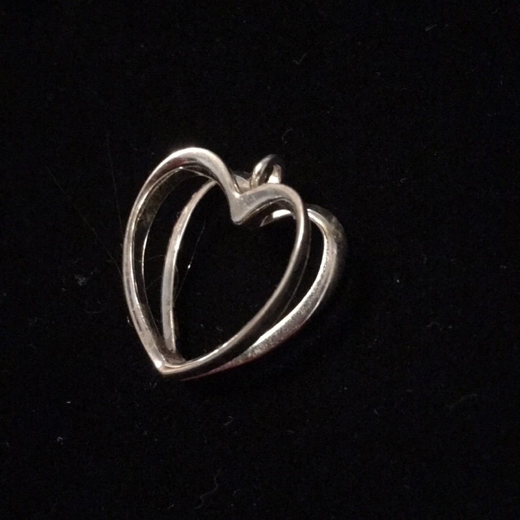 Vintage Sterling Silver Open Heart Fob
